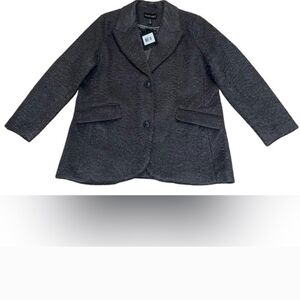Ellen Tracy Textured Bouclé Charcoal Gray Blazer Coat NWT - Size Small